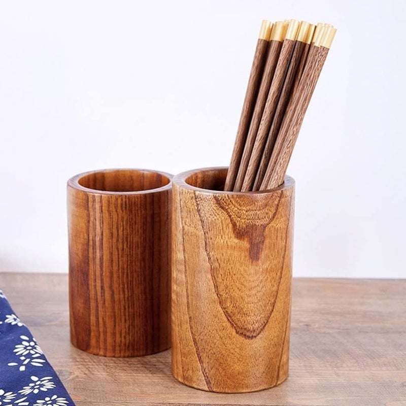 Cabilock Wooden Chopsticks Organizer Compact Holder for Utensils and Pens Kitchen Storage Container Elegant Design for Cutlery and Desk Supplies - Image 2