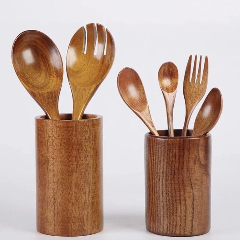 Cabilock Wooden Chopsticks Organizer Compact Holder for Utensils and Pens Kitchen Storage Container Elegant Design for Cutlery and Desk Supplies - Image 1
