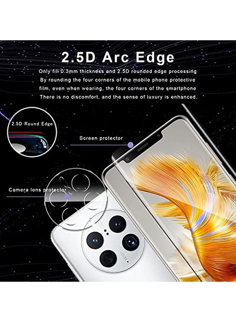 Compatible with Huawei Mate 50 Pro Screen Protector 2 Pack 3D Curved Tempered Glass Protective Film 2 Pack Camera Lens Protector Anti-fingerprint Bubble-free 9H Hardness Screen Protector  - Image 4