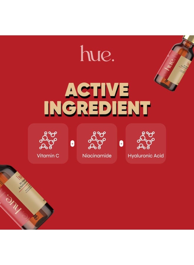 HUE سيروم للوجه يحتوي على 15٪ فيتامين C مع حمض الهيالورونيك والنياسيناميد، سيروم مفتح ومرطب لبشرة مشرقة - Image 3