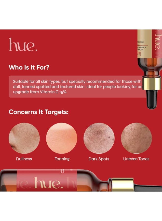 HUE سيروم للوجه يحتوي على 15٪ فيتامين C مع حمض الهيالورونيك والنياسيناميد، سيروم مفتح ومرطب لبشرة مشرقة - Image 2