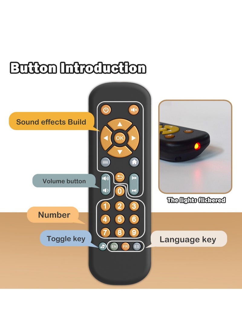 Infant TV Simulation Remote Control Children's TV Remote Control Music Learning Early Education Educational Baby Toy (Giraffe silicone case + black remote control) - Image 2