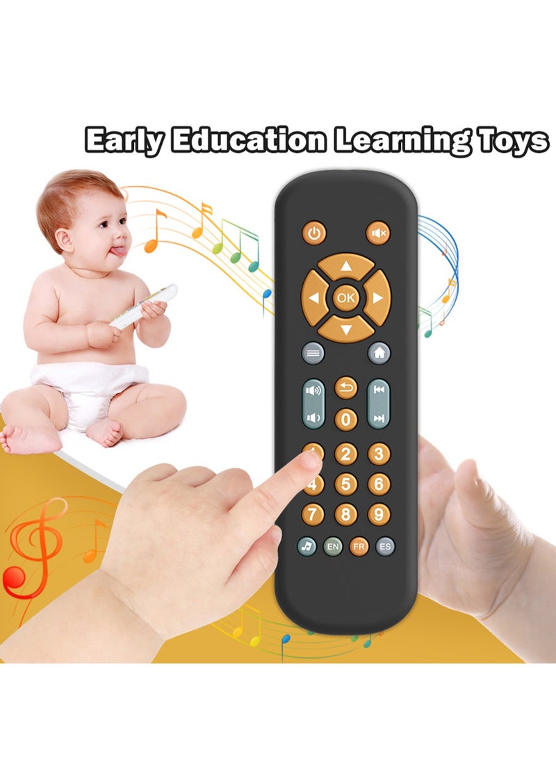 Infant TV Simulation Remote Control Children's TV Remote Control Music Learning Early Education Educational Baby Toy (Giraffe silicone case + black remote control) - Image 4