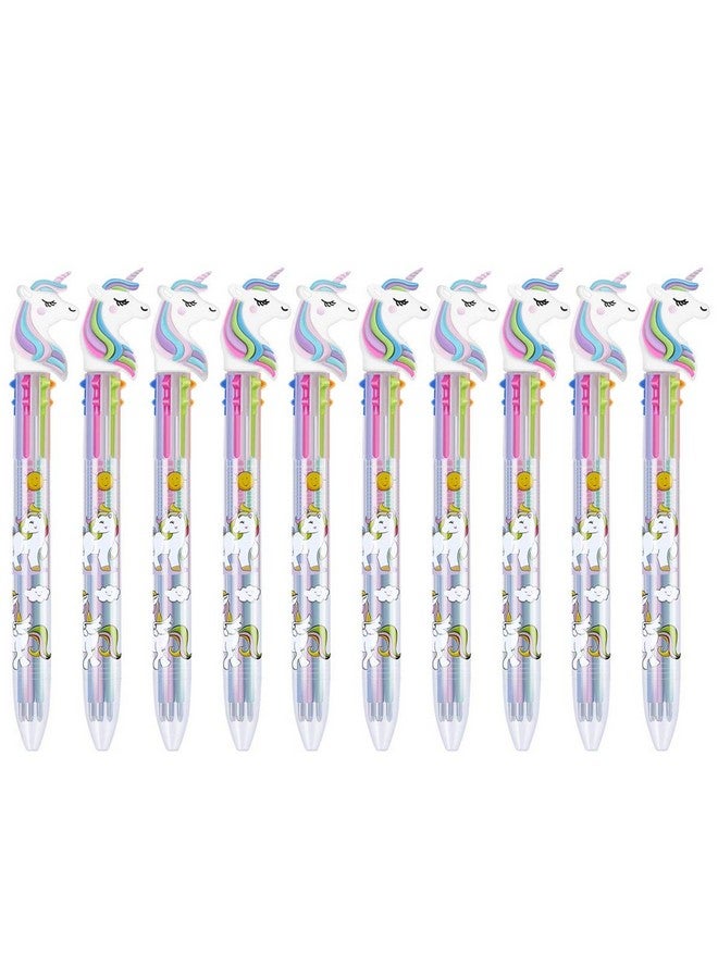 Tbestmax 12 Multicolor Ballpoint Pen Retractable Gel Pen Unicorn Shuttle Pens Liquid Ink Pens Set Pen Supplies Office Gifts 6-Color-In-1 - Image 1