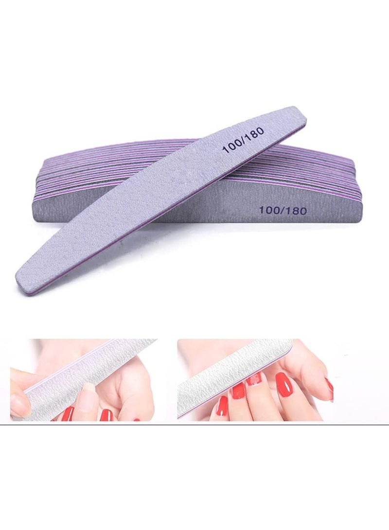 Manvik Professional Nail Filer 10 PCS Set | Double Sided Emery Board (100/180 Grit) Nail Styling Tools for Home and Salon Use - Image 1