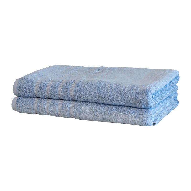 Mosobam Mosobam Luxury Turkish Towels Set of 2 Bath Sheets 35X70 Allure Blue 700 GSM Bamboo Viscose  Aegean Turkish Combed Cotton 