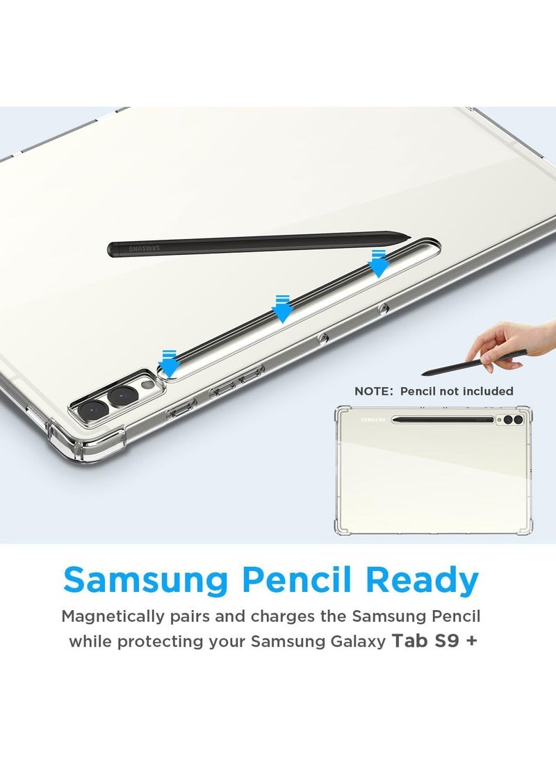 جراب متوافق مع جهاز Samsung Galaxy Tab Tab S9+ Plus/Galaxy Tab S9 FE+ Plus اللوحي مقاس 12.4 بوصة 2023، جراب شفاف ناعم من مادة TPU مقاوم للصدمات وخفيف الوزن ومضاد للخدش  - Image 3