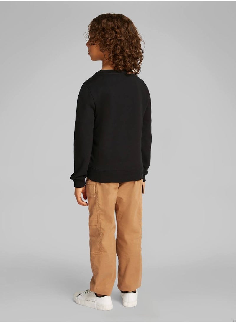 Calvin Klein Jeans Kids' Logo Sweatshirt - Cotton, Black  - Image 2