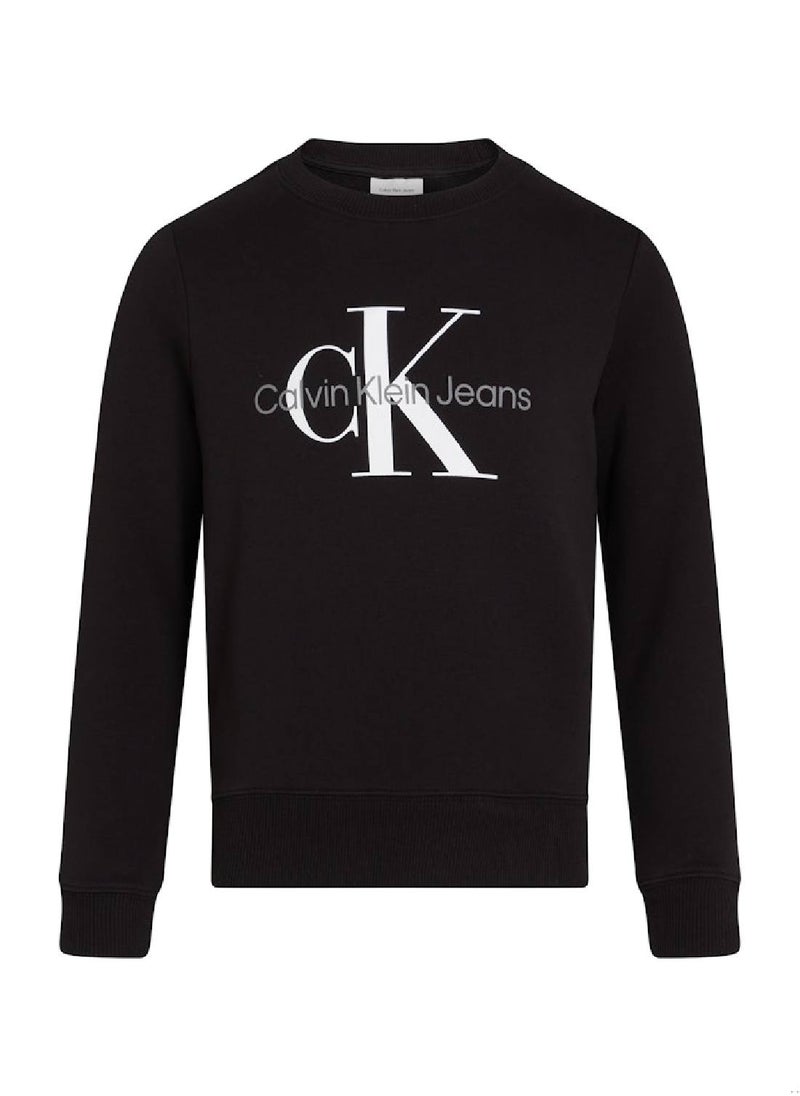 Calvin Klein Jeans Kids' Logo Sweatshirt - Cotton, Black  - Image 1