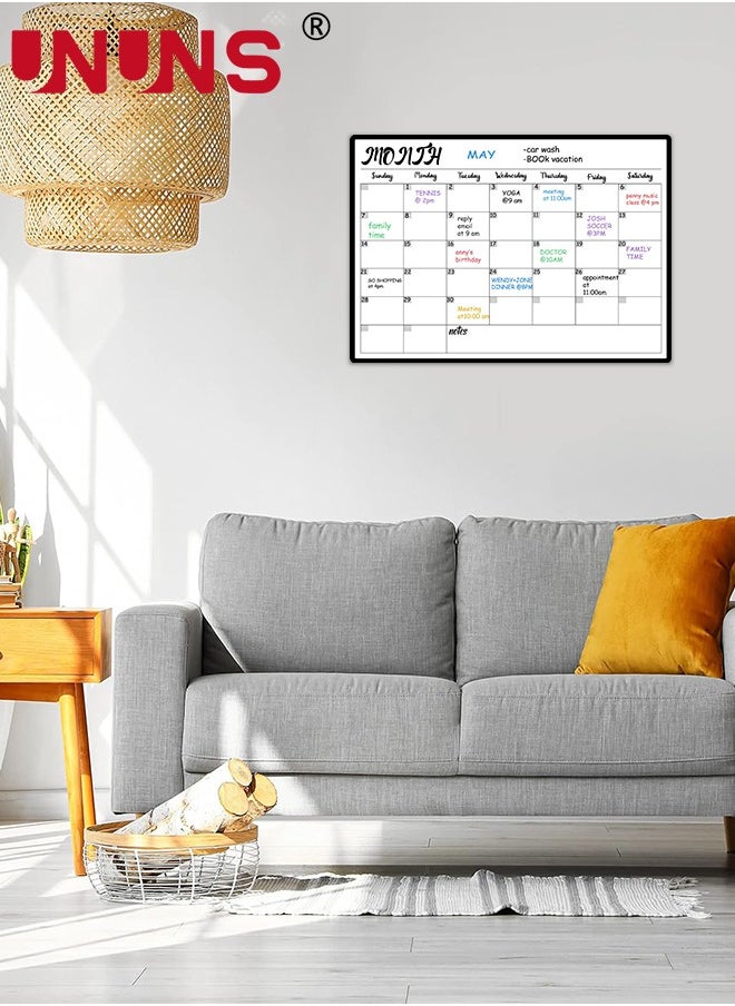 UNUNS - 12-Piece Magnetic Weekly Monthly Planner Calendar Board Set,Reusable Monthly Calendar With Neon Bright Liquid Chalk Markers - Image 1