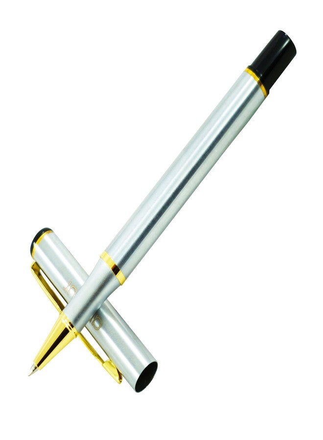 auteur Executive Sliver Finish Roller Ball Pen Metal Body With Golden Arrow Clip Stunning Luxury Best Gift Pen For Men & Women Professional Executive Office, Nice Pens .(Blue Ink) - Image 1
