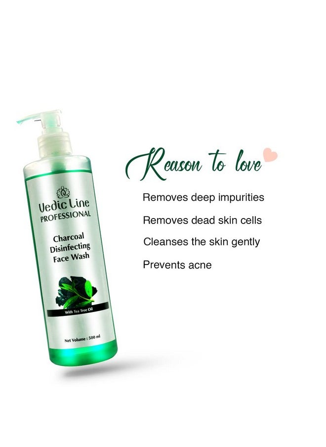 Vedic Line Charcoal Disinfecting Face Wash Reduce Acne & Deeply Seated Impurities With Tea Tree Leaf Oil, Charcoal Powder For Clear Skin 500Ml  - Image 2