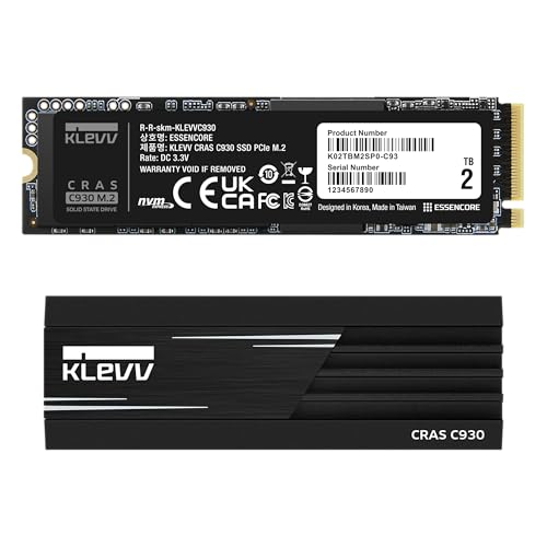 KLEVV CRAS C930 2TB M.2 2280 NVMe PCIe Gen4x4 Internal Gaming SSD Aluminium Heatsink Included, Compatible with PS5, up to 7400MB/s with DRAM Cash (K02TBM2SP0-C93) - Image 1