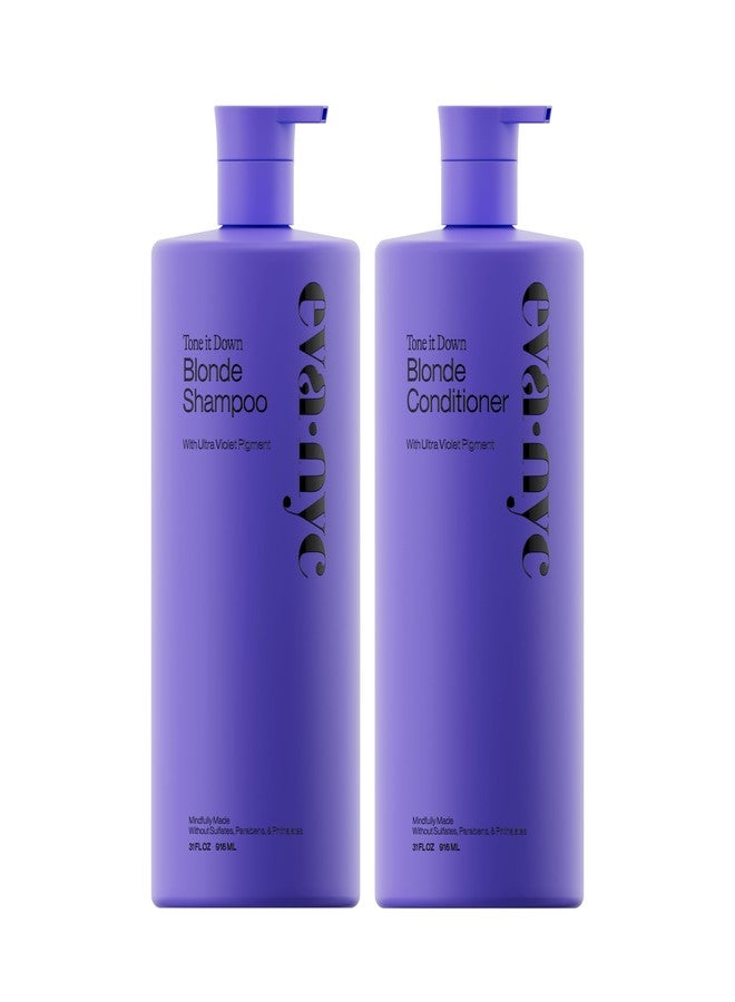 Eva NYC Purple Shampoo and Conditioner Set - Gentle, Anti-Brass Formula for Blonde, Gray, and Lightened Hair - Adds Shine, and Deep Conditions - Ginger Rose Scent - Value Size - 31 fl oz (Pack of 2) - Image 1