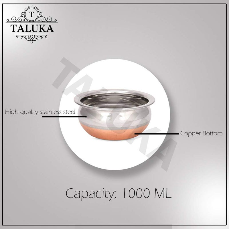 Taluka Stainless Steel Copper Bottom Handi Pot MultiColor 5 Piece - Image 4