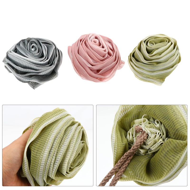 Large Mesh Bath Ball Exfoliating Scrubber Body Cleansing Bubble Foam 3 Pack Random Color - Image 4