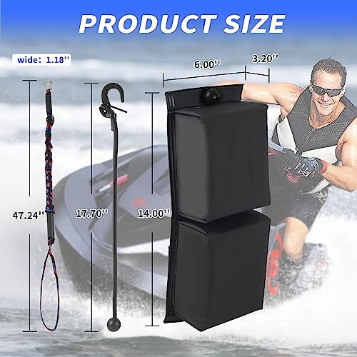 Calvana (2-Pack) PWC Jet Ski Bumpers Boat Fenders with 2 Elastic Cords, 2 Dock Rope, Boat Bumpers for Docking, Jet Ski Accessories, 14 x 6 x 3.2 inch - Image 2