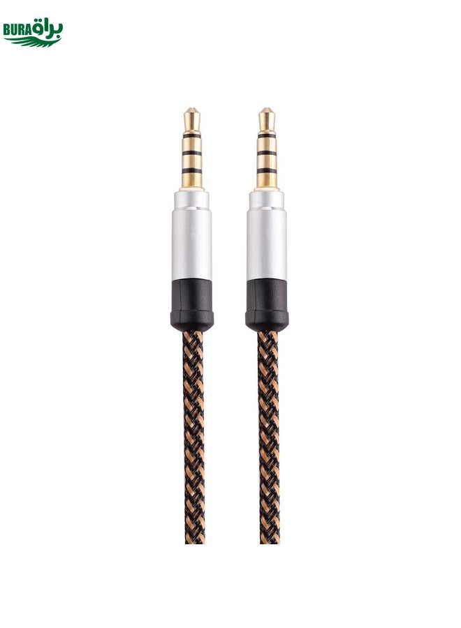 BURAQ 3.5mm Male To Male Car Stereo Gold-Plated Jack AUX Audio Cable For 3.5mm AUX Standard Digital Devices, Length: 1.5m(Brown)  - Image 1