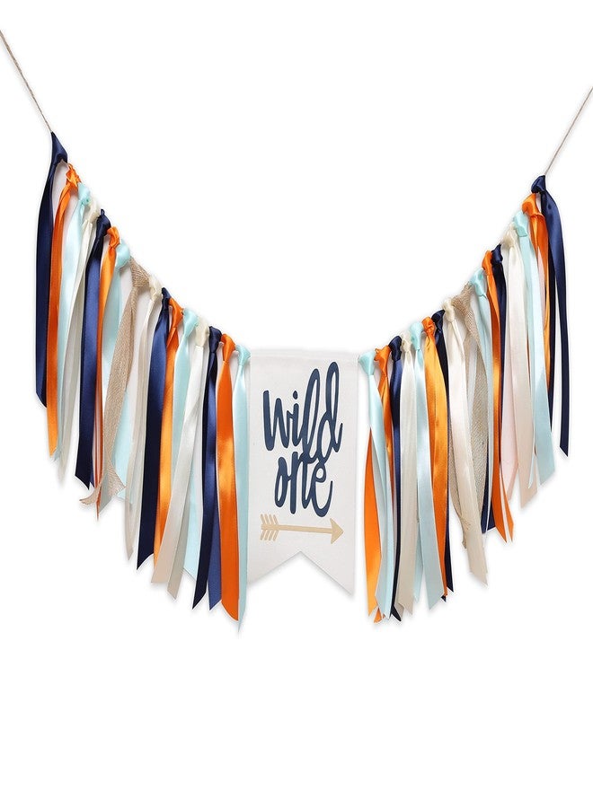 WAWOO Wild One Banner for 1st Birthday - Highchair Banner for First Birthday Theme Decoration,Highchair Banner for Boy or Girl, Photo Booth Props (Wild One Blue High Chair Banner) - Image 1