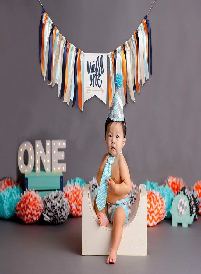 WAWOO Wild One Banner for 1st Birthday - Highchair Banner for First Birthday Theme Decoration,Highchair Banner for Boy or Girl, Photo Booth Props (Wild One Blue High Chair Banner) - Image 3