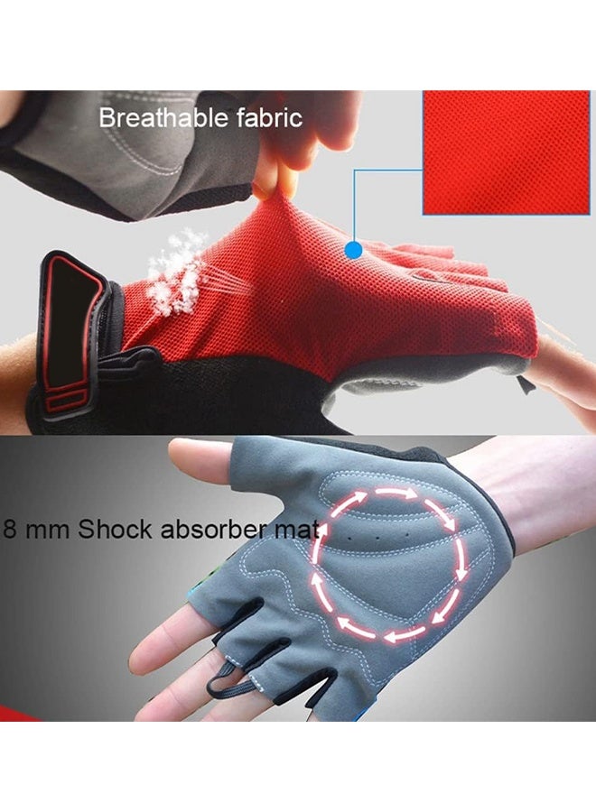 UNUNS Cycling Gloves,Sports Cycling Bike Gloves For Men Women,Half Finger Bike Gloves With Gel Padded,Shock-Absorbing Anti-Slip Breathable Road Biking Gloves For Cycling Training Workout,Red L  - Image 4