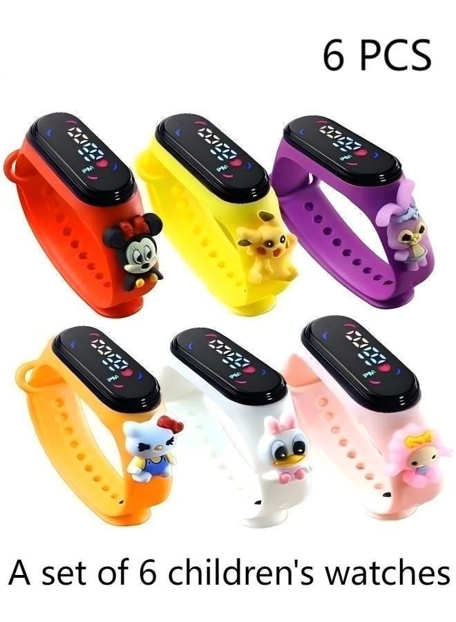 كيلا 6 قطع من الساعات الرقمية الملونة المقاومة للماء المصنوعة من السيليكون للأطفال - Image 1