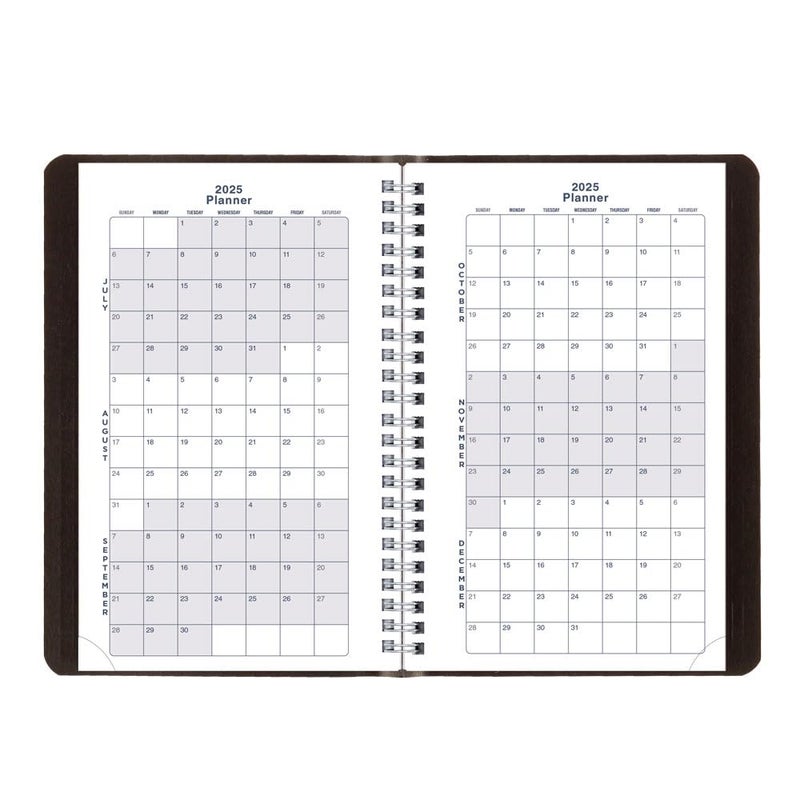 BluelineÂ® Essential Academic Weekly/Monthly Planner, 13 Months, July 2025 to July 2026, Twin-Wire Binding, Soft Vicuana Cover, 8" x 5", Black (CA101.BLK-26) - Image 3
