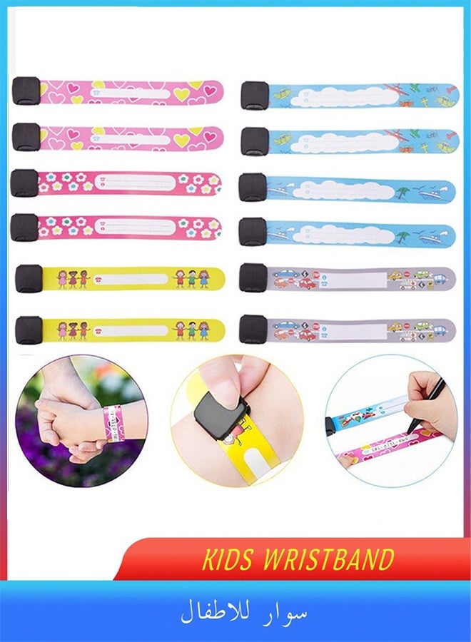 12pcs Kids Wristband Anti-Lost Reusable&Waterproof Safety Bracelets Kids Anti-Lost Child Travel Bands Wrist band for Children Field Trip&Outdoor Activity - Image 1