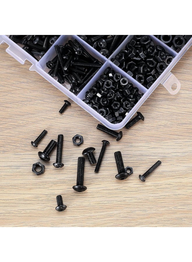 500 Pcs Nuts and Bolts Assorted Set, Black Hex Socket Head Cap Screws Kit, M3/M4/M5 Thread Fastener Machine Hex Bolts Assortment With Box - Image 5