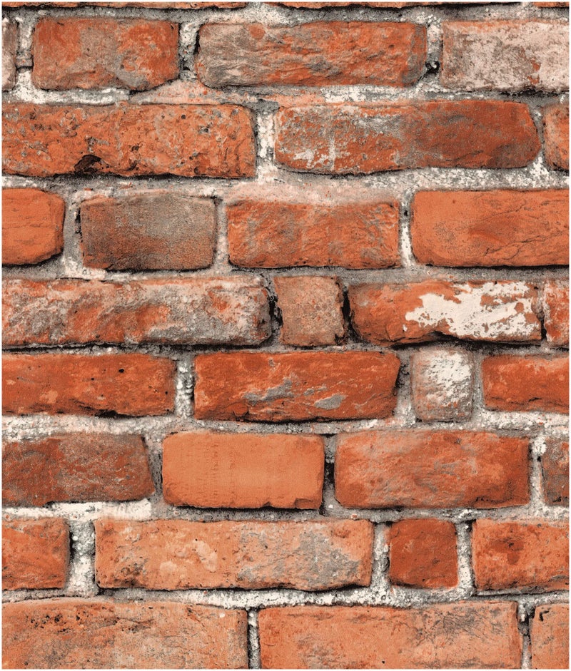 tiltil Faux Brick Peel and Stick Wallpaper 17.7" x 78.7" Contact Paper for Cabinets 3D Brick Wall Backdrop Self-Adhesive Wallpaper Red Bricky Textured Vintage Removable Wall paper for Fireplace Kitchen Vinyl - Image 1