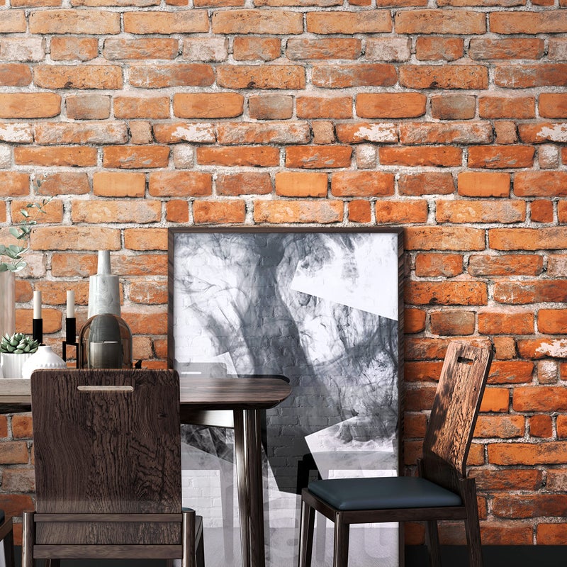 tiltil Faux Brick Peel and Stick Wallpaper 17.7" x 78.7" Contact Paper for Cabinets 3D Brick Wall Backdrop Self-Adhesive Wallpaper Red Bricky Textured Vintage Removable Wall paper for Fireplace Kitchen Vinyl - Image 4