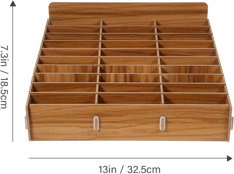 Wooden Phone Organizing Box 30 Grids Rustic Design Desktop Holder For Classroom Office - Image 2
