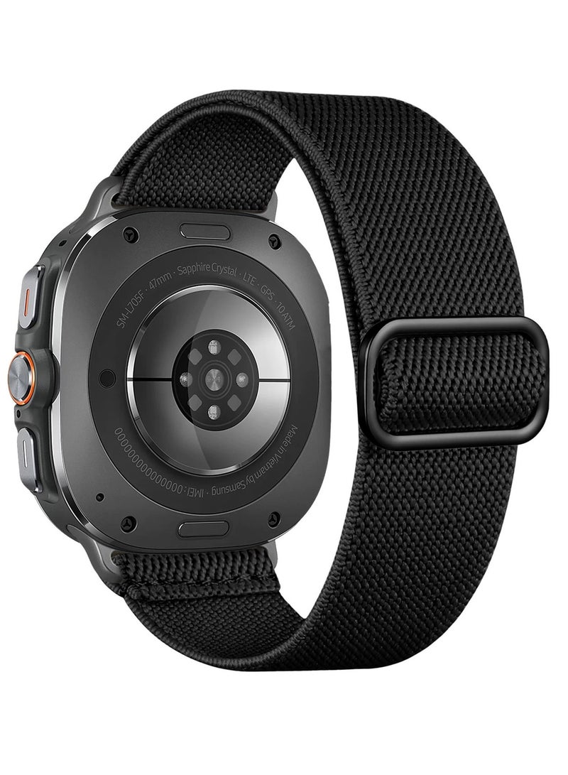 CoomBe Strap for Samsung Galaxy Watch Ultra 47mm, Elastic Nylon Sport Loop Wrist Bracelet Black - Image 1