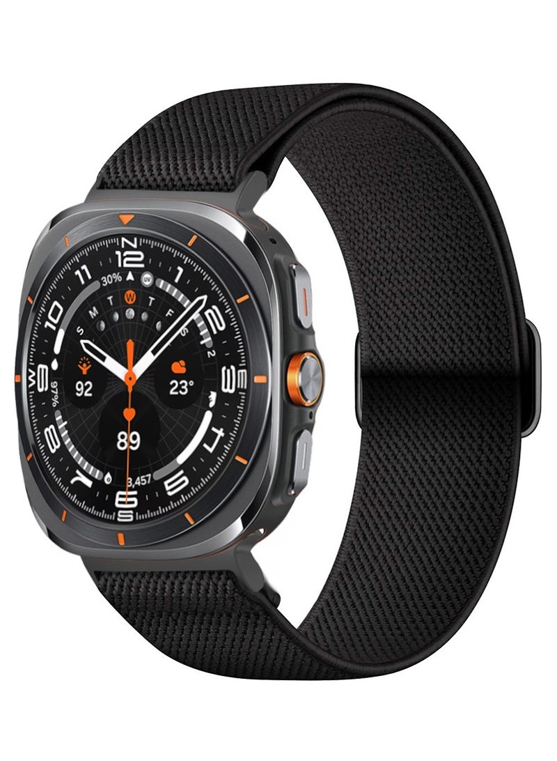 CoomBe Strap for Samsung Galaxy Watch Ultra 47mm, Elastic Nylon Sport Loop Wrist Bracelet Black - Image 2