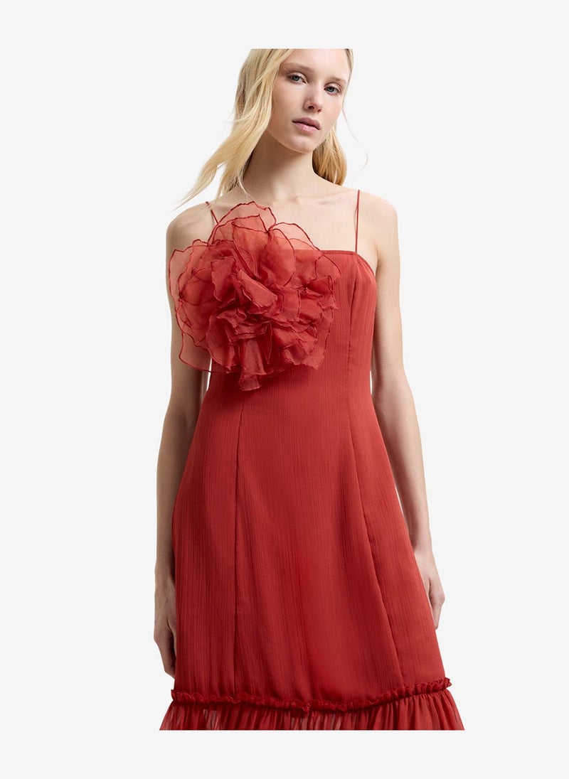 French Connection Women's Brick Red Emina Chiffon Maxi Dress - Image 2