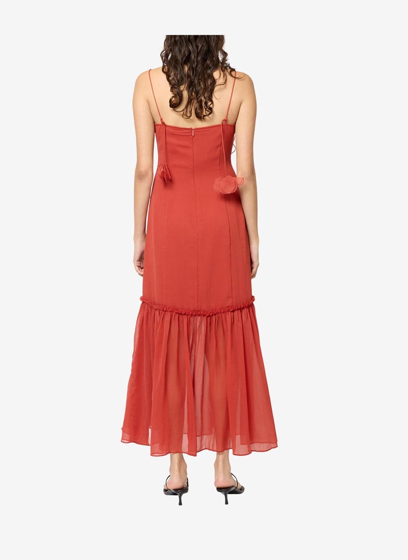 French Connection Women's Brick Red Emina Chiffon Maxi Dress - Image 5