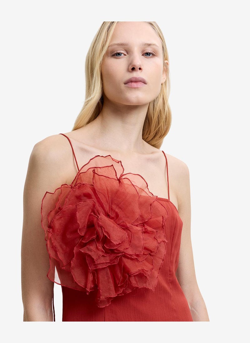 French Connection Women's Brick Red Emina Chiffon Maxi Dress - Image 3