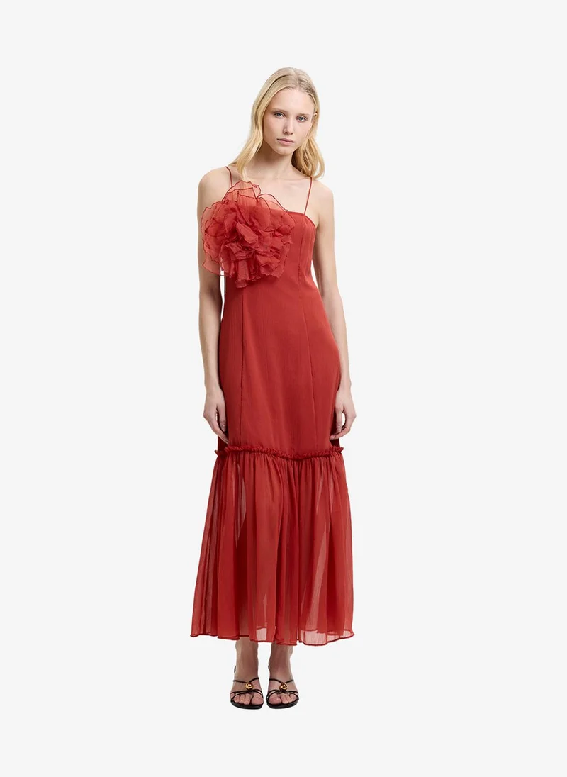 Women's Brick Red Emina Chiffon Maxi Dress