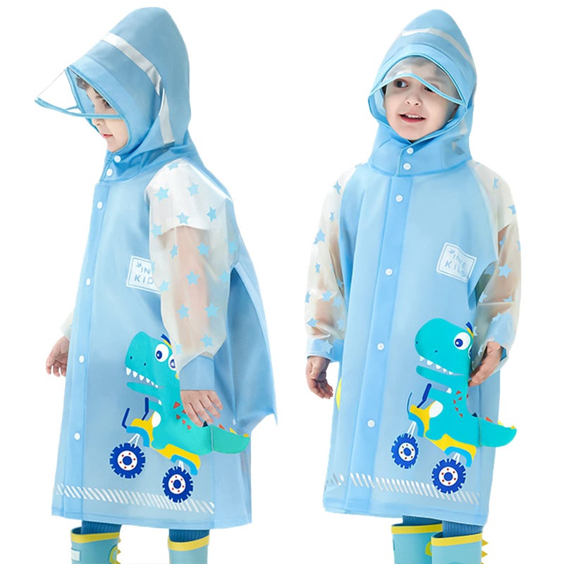 Fewlby Kids Raincoats For Girls Boys Waterproof Rain Jacket Cartoon Dinosaur Children Toddler Rain Wear Children Rain Poncho M Size 34 Years