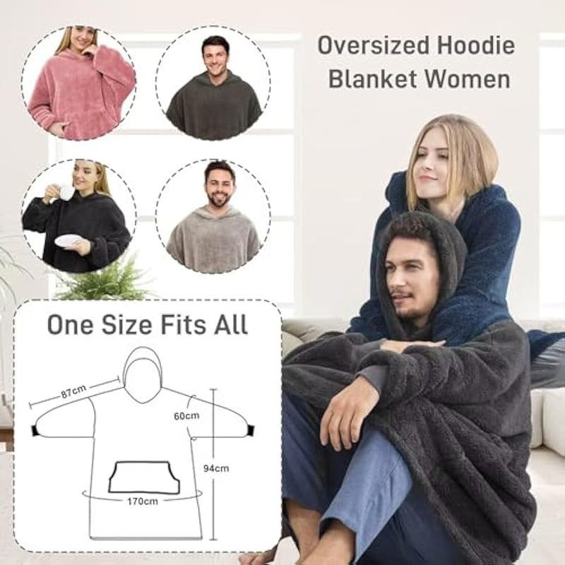 Loquat Hoodie Blanket, Oversized Sherpa Hoodie, Wearable Hoodie Sweatshirt Blanket, Super Soft Warm Comfortable Blanket Hoodie, One Size Fits All Adults Men Women Teens - Image 3