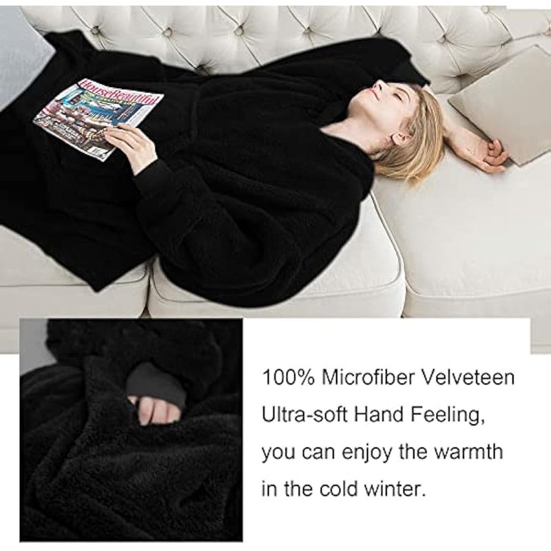 Loquat Hoodie Blanket, Oversized Sherpa Hoodie, Wearable Hoodie Sweatshirt Blanket, Super Soft Warm Comfortable Blanket Hoodie, One Size Fits All Adults Men Women Teens - Image 2