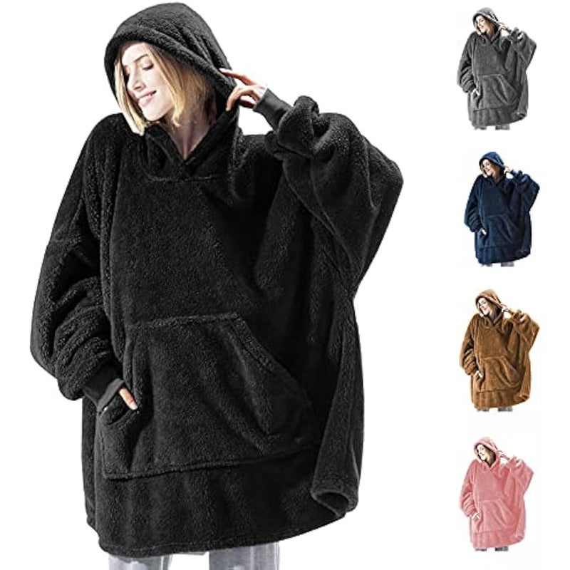 Loquat Hoodie Blanket, Oversized Sherpa Hoodie, Wearable Hoodie Sweatshirt Blanket, Super Soft Warm Comfortable Blanket Hoodie, One Size Fits All Adults Men Women Teens - Image 1