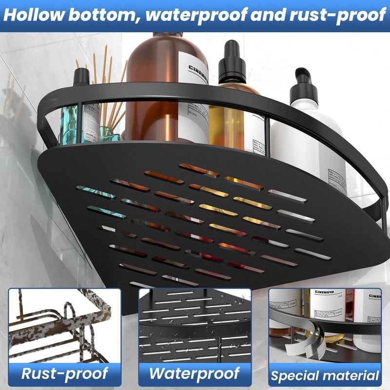 BLAPOXE Bathroom Aluminum Corner Rack Corner Storage Washroom Organizer Shower Caddy Organizer For Kitchen Space Aluminum Metal Frame (2) - Image 2