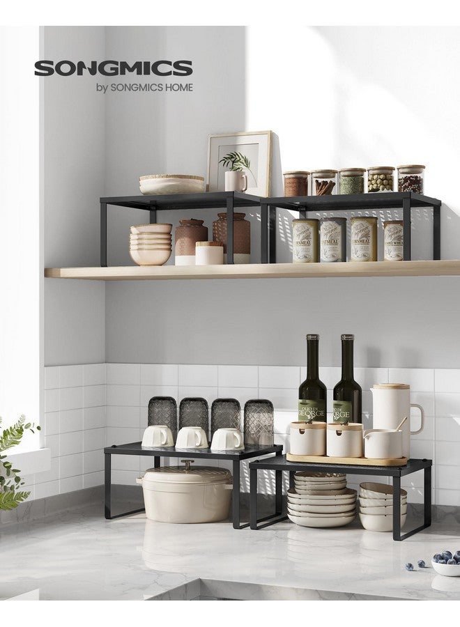 SONGMICS SONGMICS Spice Racks, Set of 2 Metal Cabinet Shelf Organizers, Countertop Organizers, Shelf Risers, Stackable, Expandable, Ink Black UKCS001B01  - Image 3
