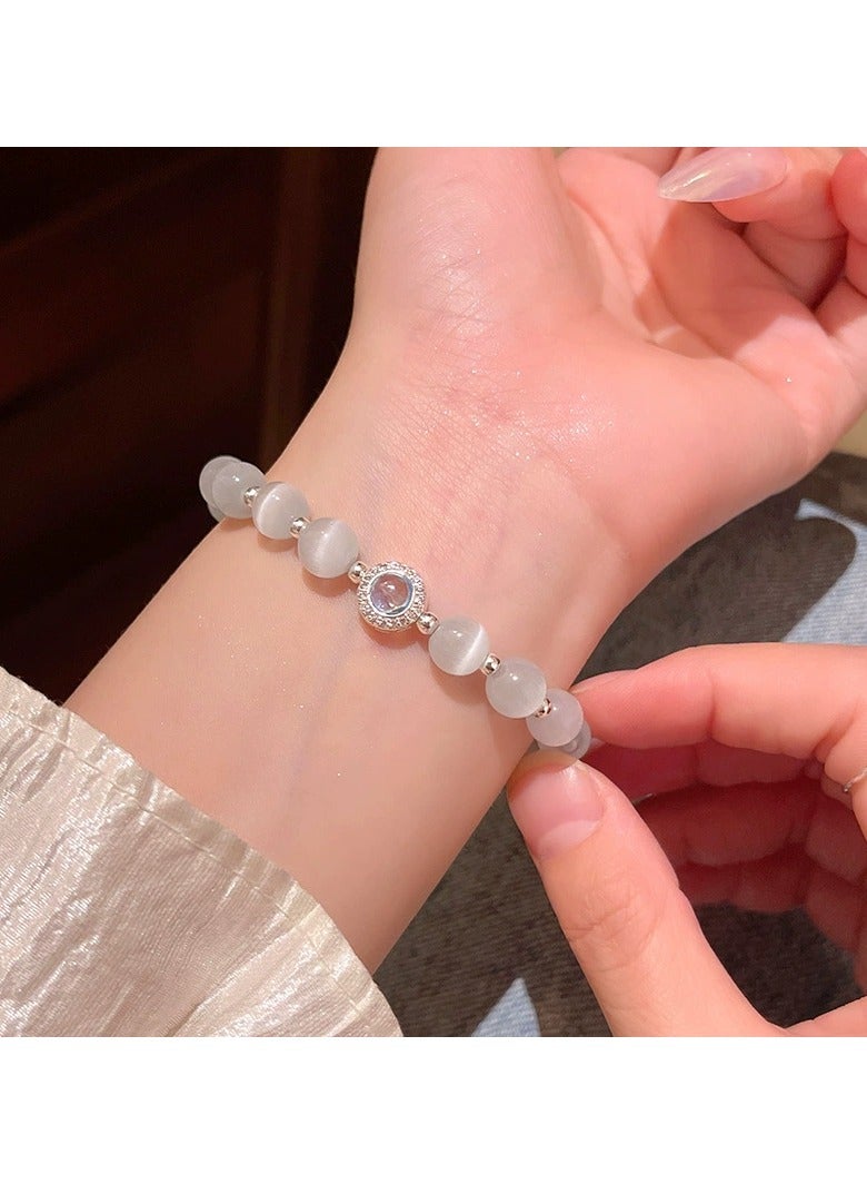 Goolsky Elegant Cat’s Eye Beaded Bracelet for Women – Small Luxury Handmade Jewelry, Trendy Versatile Wristband  - Image 1