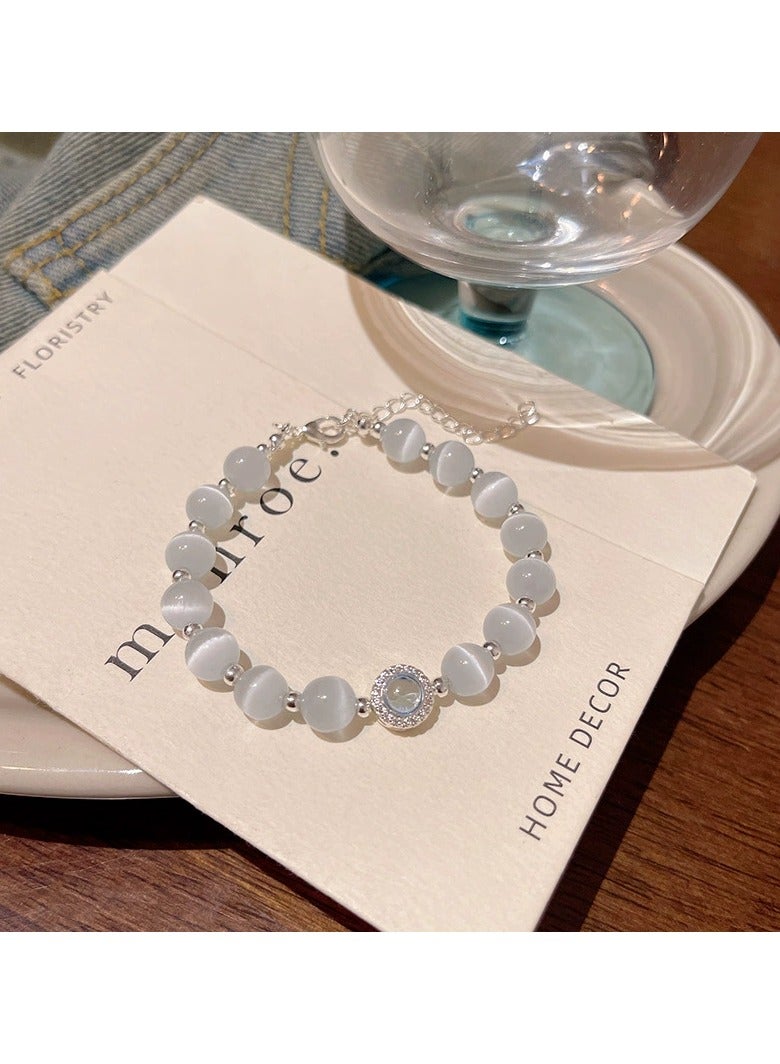Goolsky Elegant Cat’s Eye Beaded Bracelet for Women – Small Luxury Handmade Jewelry, Trendy Versatile Wristband  - Image 2