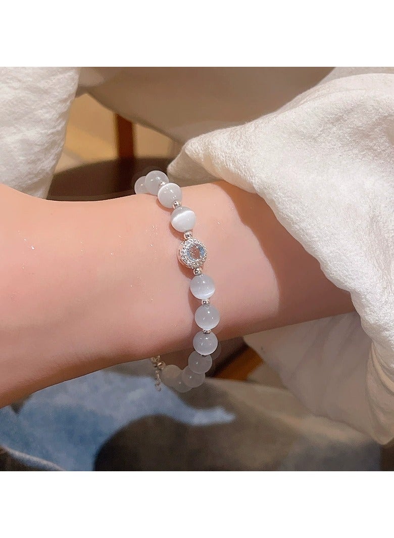 Goolsky Elegant Cat’s Eye Beaded Bracelet for Women – Small Luxury Handmade Jewelry, Trendy Versatile Wristband  - Image 4