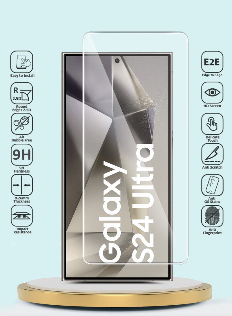 GMAX Samsung Galaxy S24 Ultra 5G 2024 GMAX Premium Series Curved Edges 9H 2.5D Tempered Glass Screen Protector - Clear - Image 2