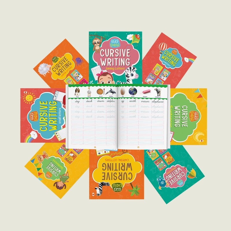 Cursive Writing Books (Set of 5 Books) (Handwriting Practice Books) - Small Letters, Capital Letters, Joining Letters, Sentences, Words for Age 3-7: ... Letters, Joing Letters, Sentences, Words - Image 4