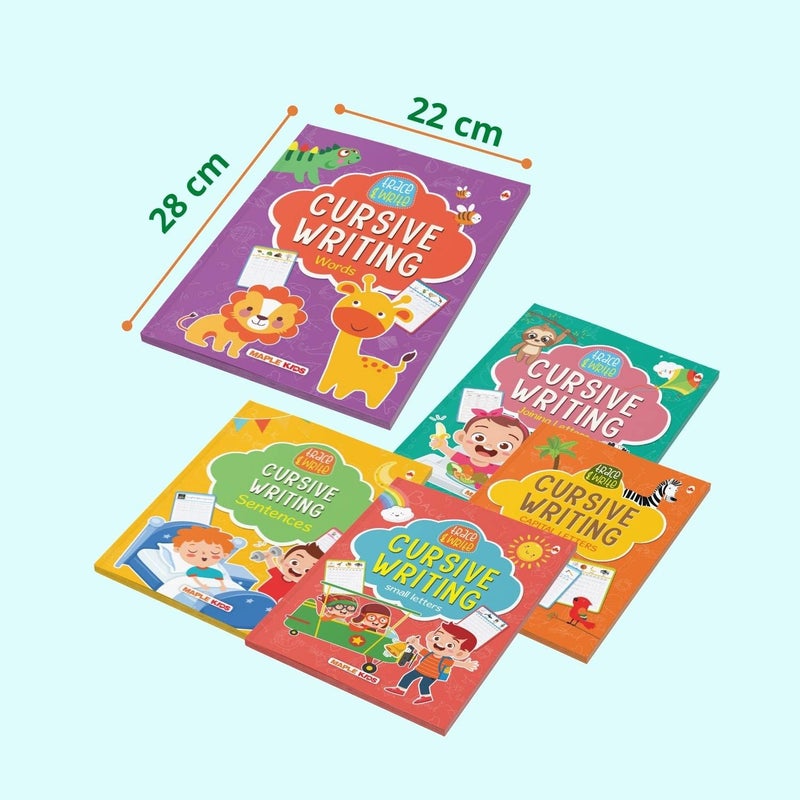 Cursive Writing Books (Set of 5 Books) (Handwriting Practice Books) - Small Letters, Capital Letters, Joining Letters, Sentences, Words for Age 3-7: ... Letters, Joing Letters, Sentences, Words - Image 3